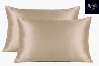 Hooor's Nest Premium Satin Silk Pillowcases, 46x71cm, 2 Pieces