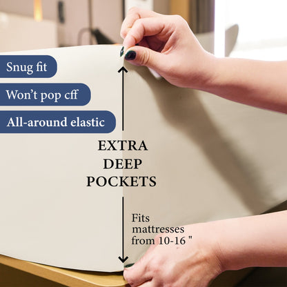 Hooor's Nest King Size (180 cm x 200 cm) Set of 100% Egyptian cotton Fitted Sheet + 2 Pcs Pillowcases (50 cm x 75 cm)